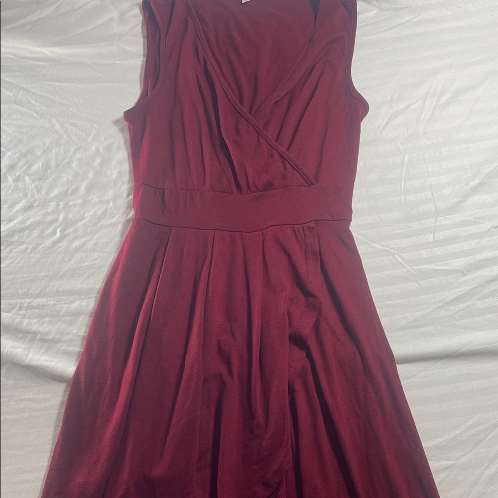 HALARA Sleeveless V-Wrap Mini Dress in Burgundy